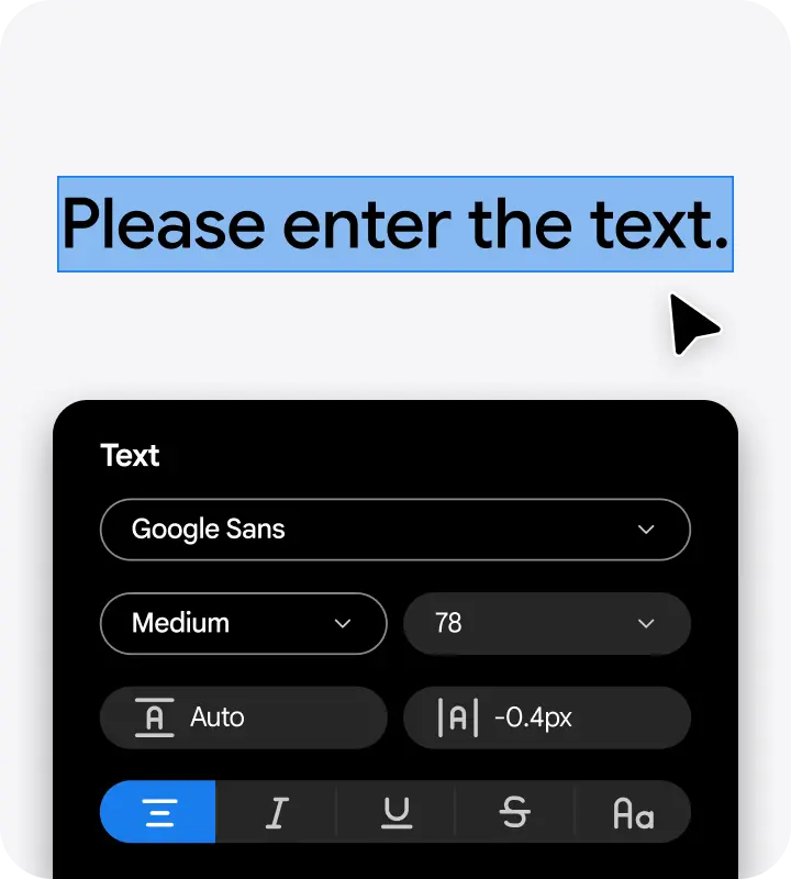 Text settings.