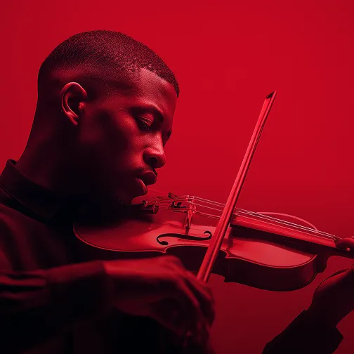 A stylish male violinist playing passionat
