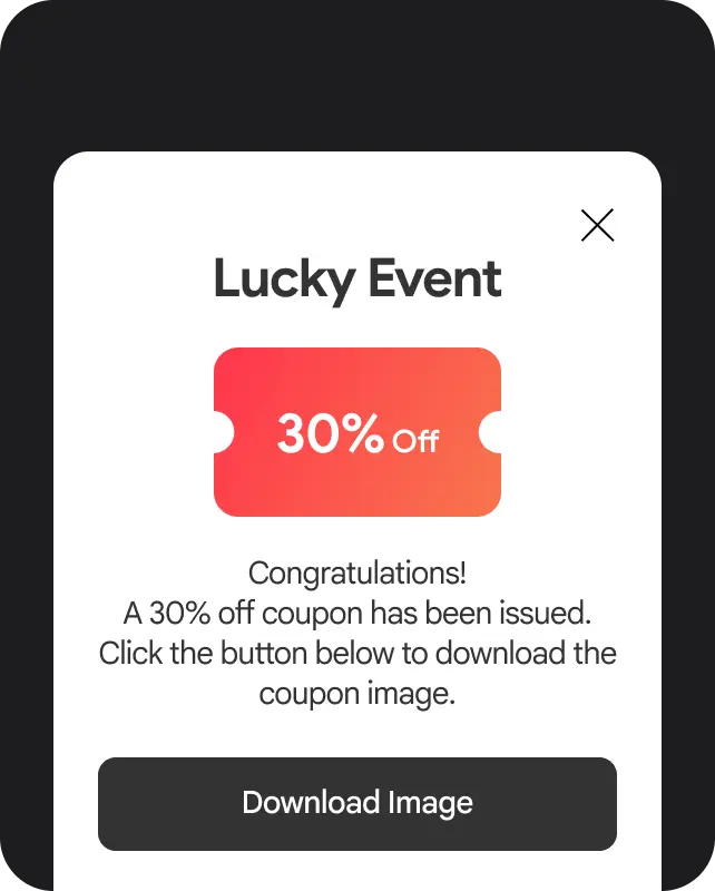 Entry and winning popup settings.