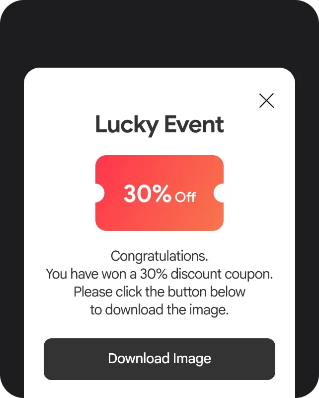 Entry and winning popup settings.